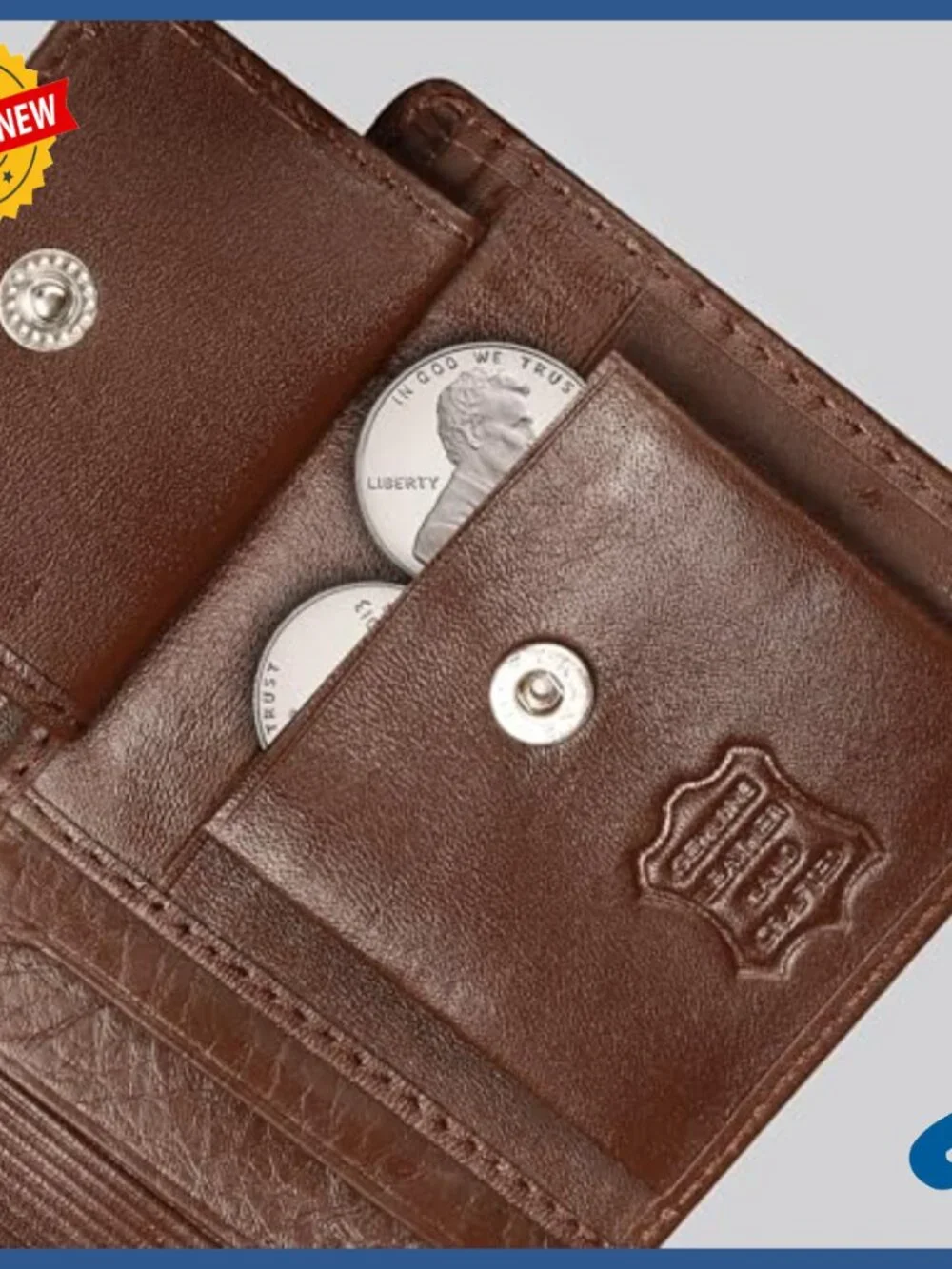 Genuine Leather Bifold Wallet RFID Blocking Slim 6 Card Slots Coin Pocket